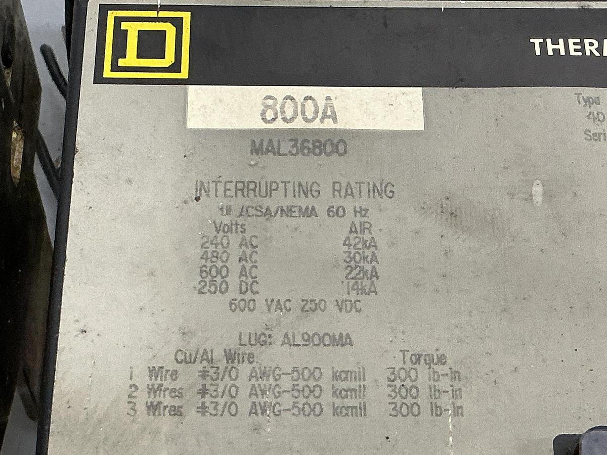 Used SQUARE D MAL36800