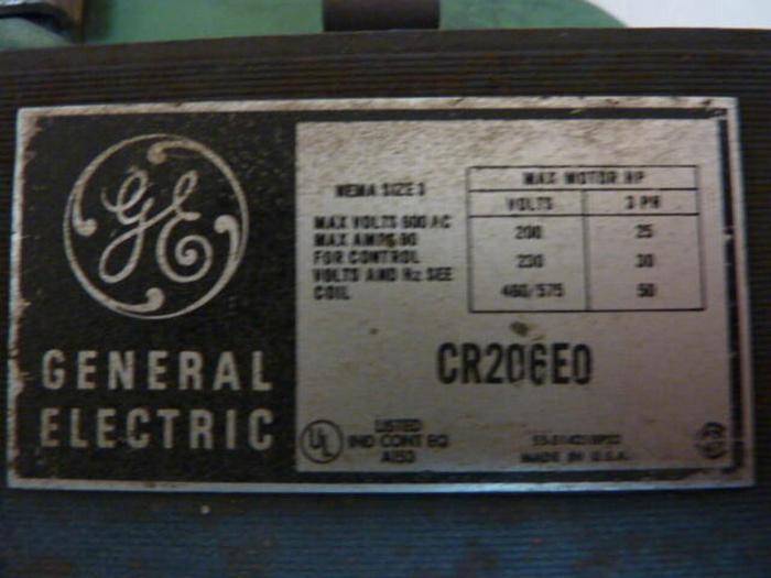 Used GENERAL ELECTRIC Motor Starter Size 3 CR206EO Used