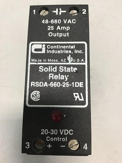 Used CONTINENTAL INDUSTRIES Solid State Relay RSDA-660-25-1DE #134738