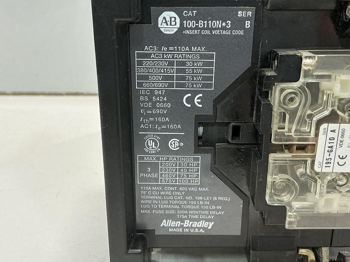 Used ALLEN BRADLEY 100-B110N*3