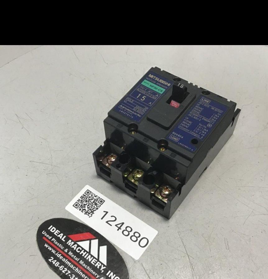 MITSUBISHI 15 Amp Circuit Breaker NF30-CS-15 USED