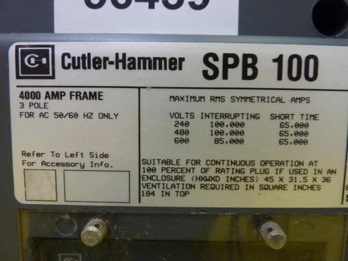 Used CUTLER HAMMER 4000 Amp Breaker SPBR340R Used