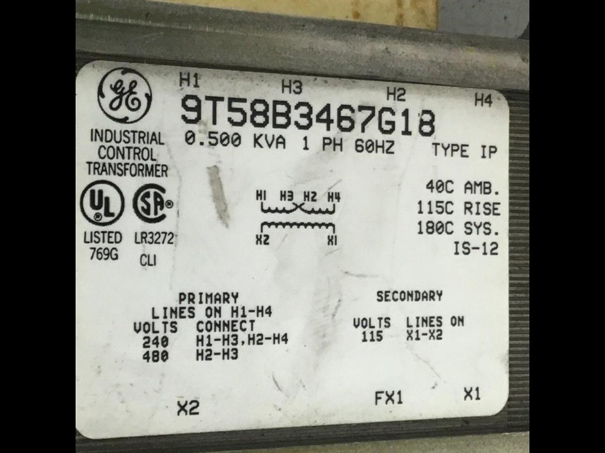 Used GENERAL ELECTRIC 0.500 kVA Transformer 9T58B3467G18 USED