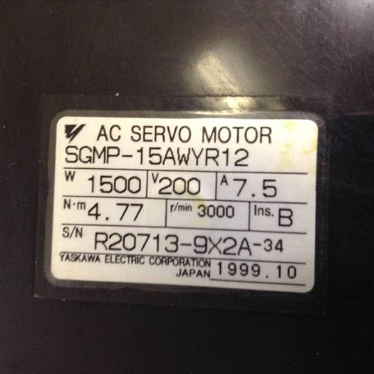 Used YASKAWA AC Servo Motor SGMP-15AWYR12 #82802