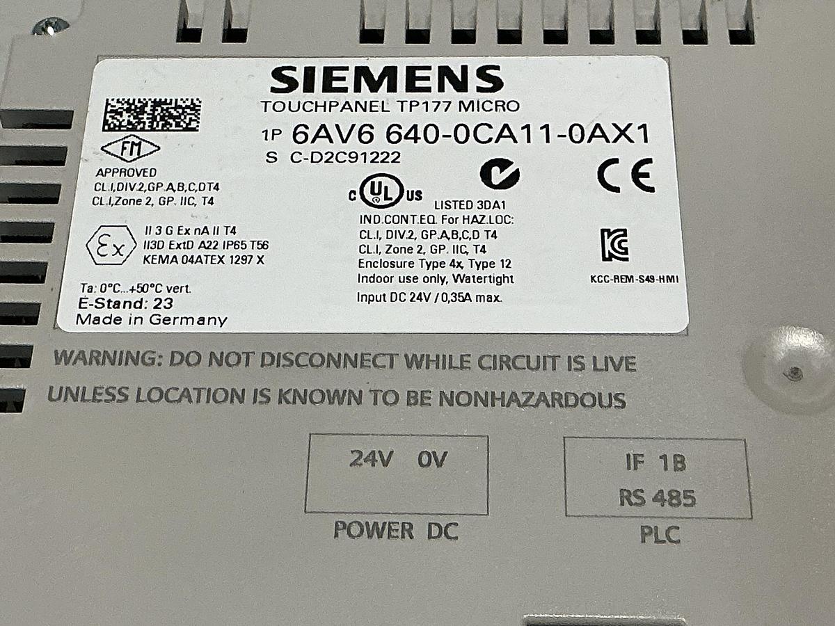 Used SIEMENS 6AV6 640-0CA11-0AX1