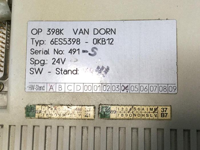 Used VAN DORN OP 398K Pathfinder Control 6ES5 398-OKB12 Used