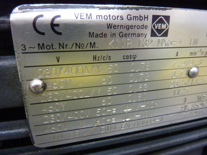 Used VEM Motor K11R 132 MX6-4 #65949