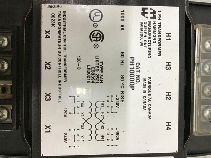 Used HAMMOND 1 kVA Transformer PH1000QP #130098