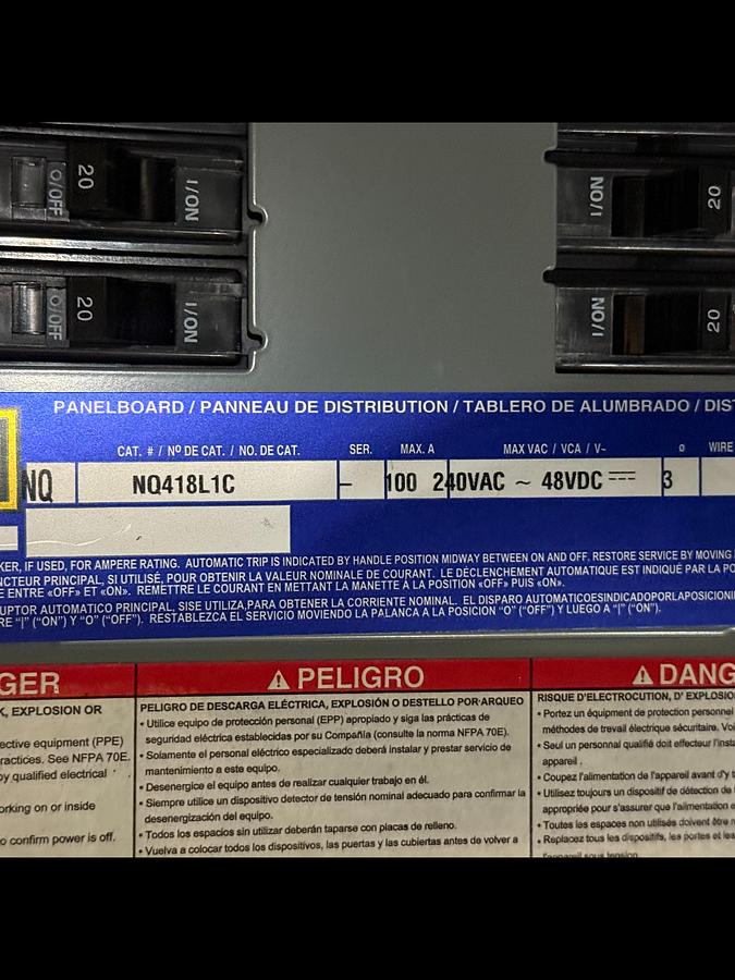Used SQUARE D NC26S Breaker Box NQ418L1C Panelboard Used #146027