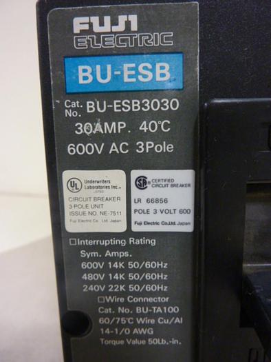 Used FUJI ELECTRIC 30 Amp Circuit Breaker BU-ESB3030 Used