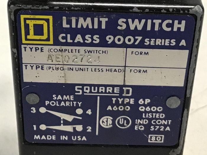 Used SQUARE D Limit Switch 9007-AEQ2724 #122134