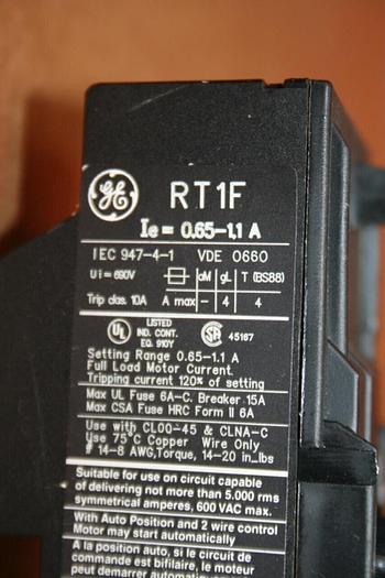 Used GENERAL ELECTRIC / GE Relay RT1F Used