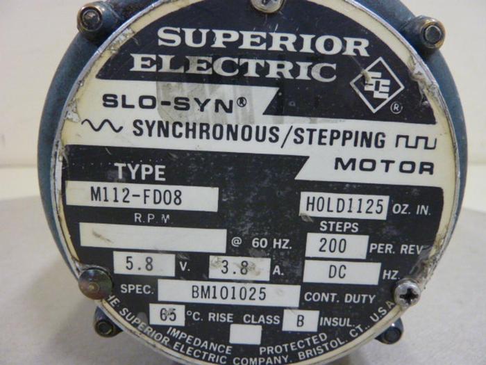 Used SUPERIOR ELECTRIC Stepper Motor M112-FD08 #52879
