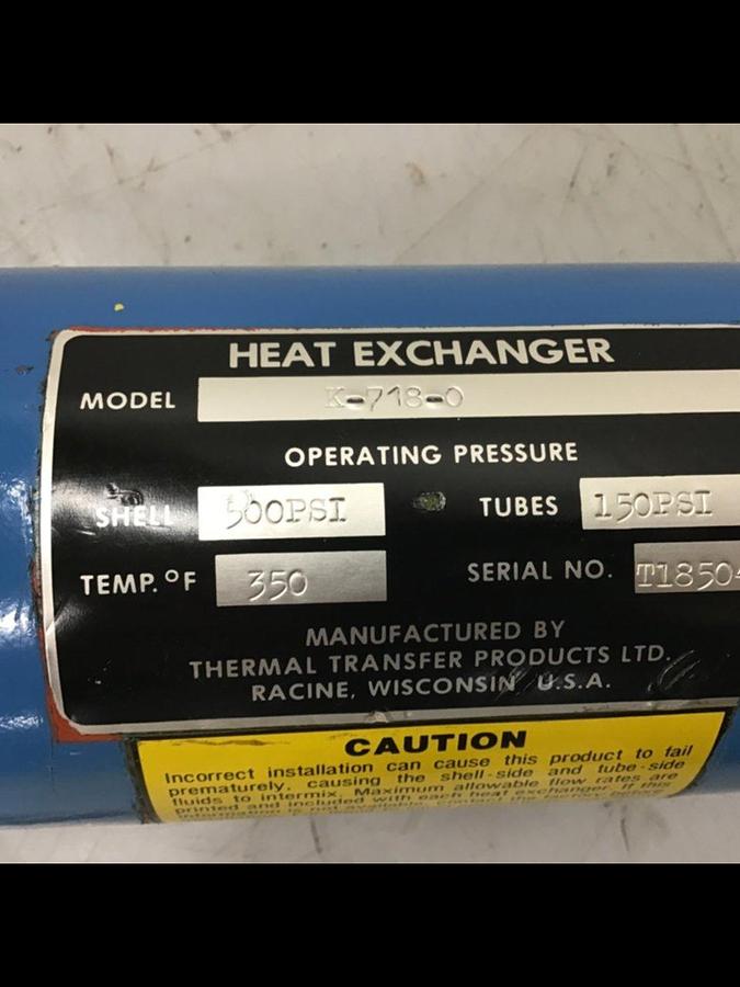 Used THERMAL TRANSFER Heat Exchanger K-718-0 #136674