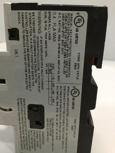 Used ALLEN BRADLEY 0.4 Amp Circuit Breaker 140M-C2E-A40 SER B #103618