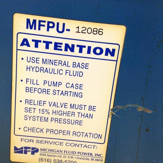 Used MICHIGAN FLUID POWER Hydraulic Power Pack RM-08-22 Used