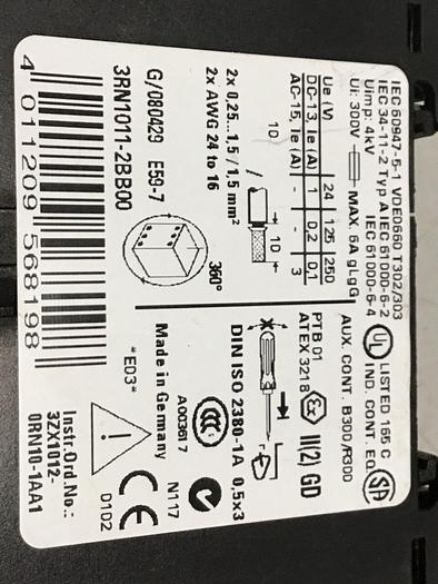 Used SIEMENS Relay 3RN1011-2BB00 #138595