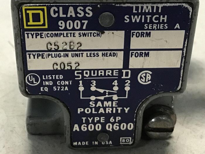 Used SQUARE D Limit Switch 9007-C52B2 #121712