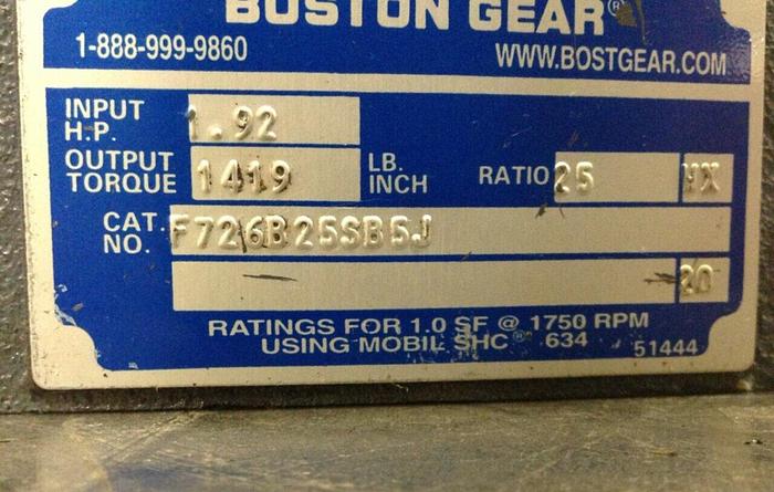 Used BOSTON GEAR Gear Reducer F72625SB5J USED