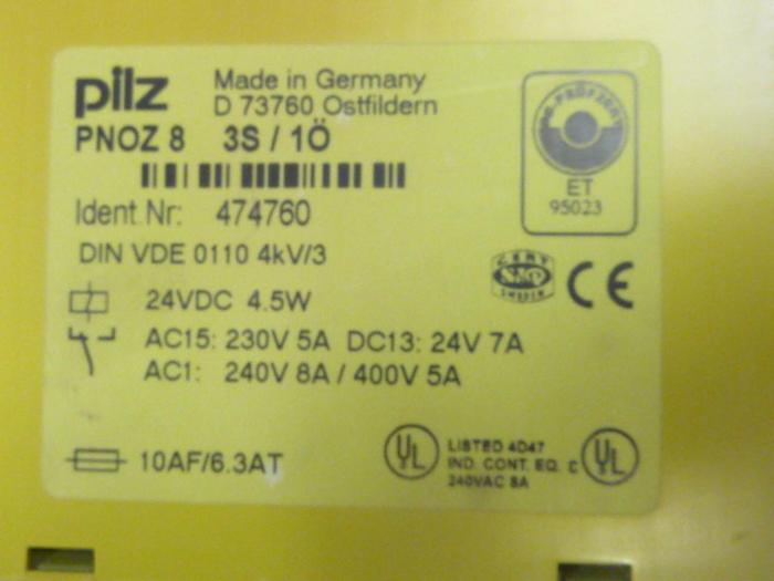 Used PILZ Safety Relay PNOZ83S/1O #49044