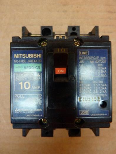 Used MITSUBISHI 10 Amp Circuit Breaker NF30-CS-10 #24750