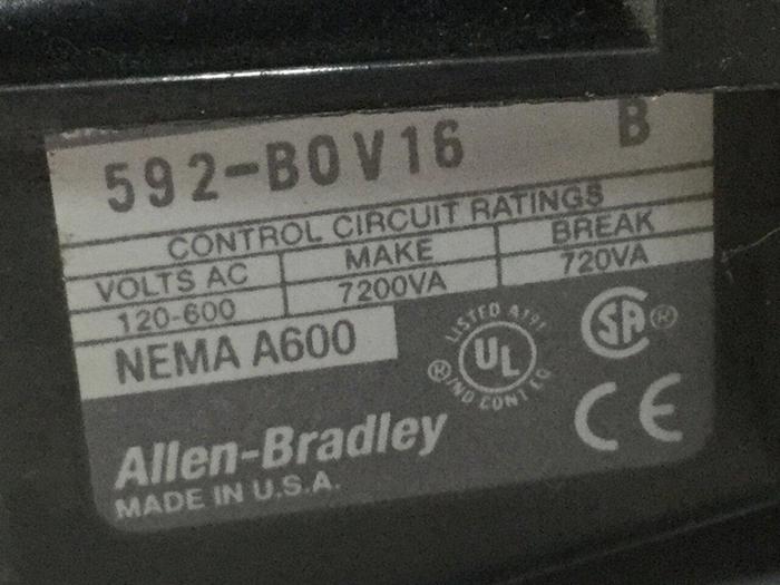 Used ALLEN BRADLEY Overload Relay 592-B0V16 SER B #104891
