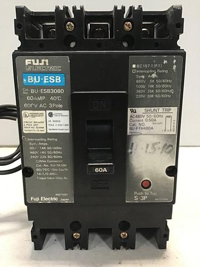 Used FUJI ELECTRIC 60 Amp Circuit Breaker BU-ESB3060 #127467