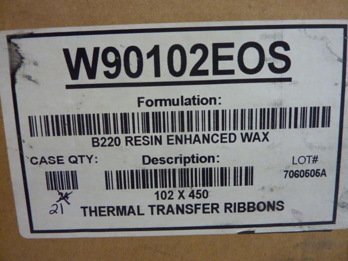 ZEBRA Thermal Transfer Ribbons Box of 21 W90102EOS #66059