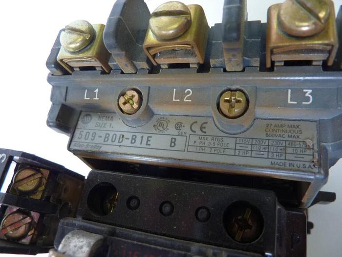 Used ALLEN BRADLEY Motor Starter Size 1 509-BOD-B1E SER B #5820