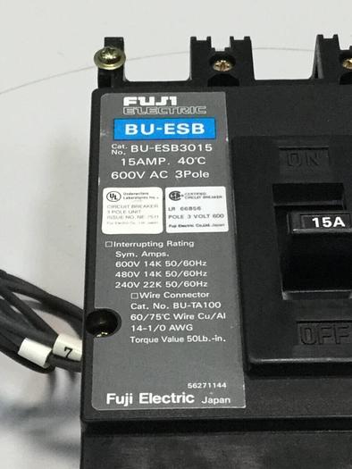 Used FUJI ELECTRIC 15 Amp Circuit Breaker BU-ESB3015 #96537