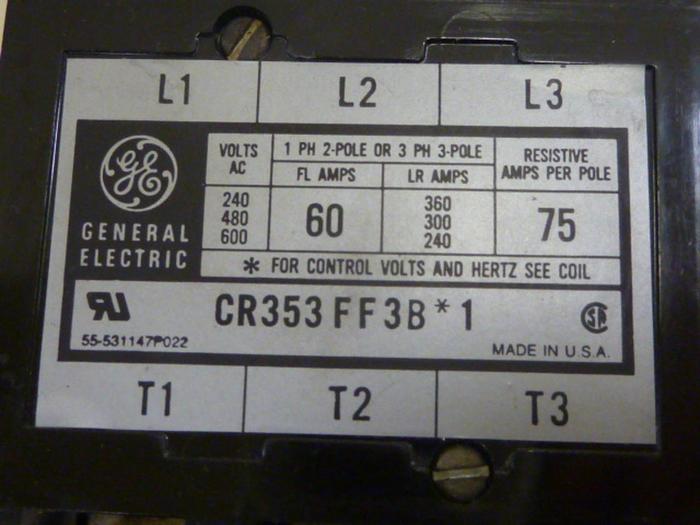 Used GENERAL ELECTRIC Contactor CR353FF3B1 #65622