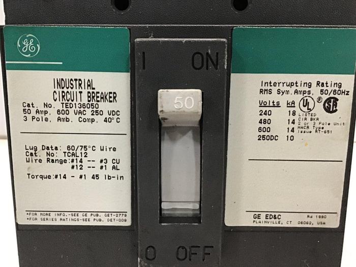 Used GE 50 Amp Circuit Breaker TED136050 USED