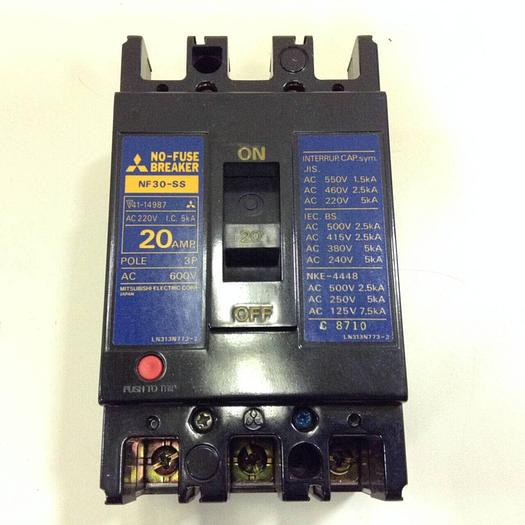 Used MITSUBISHI 20 Amp Circuit Breaker NF30-SS-20 #85608