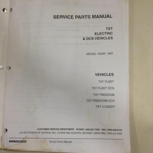 Used TEXTRON Service Parts Manual 28405-G01 #71005