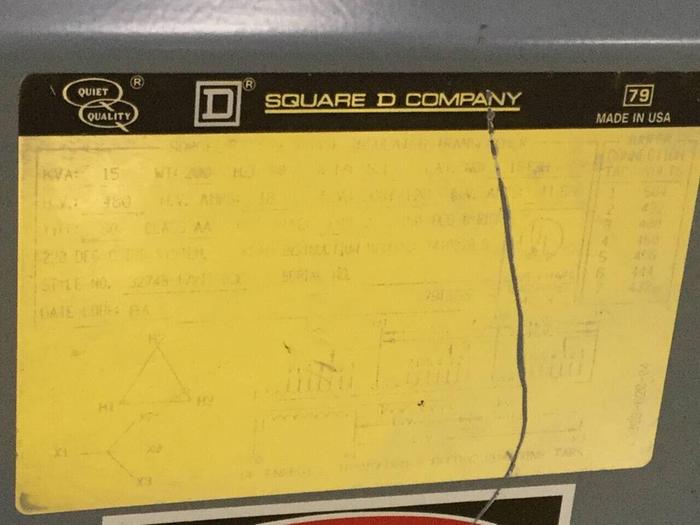 Used SQUARE D 15 kVA Transformer 15T3H #91711