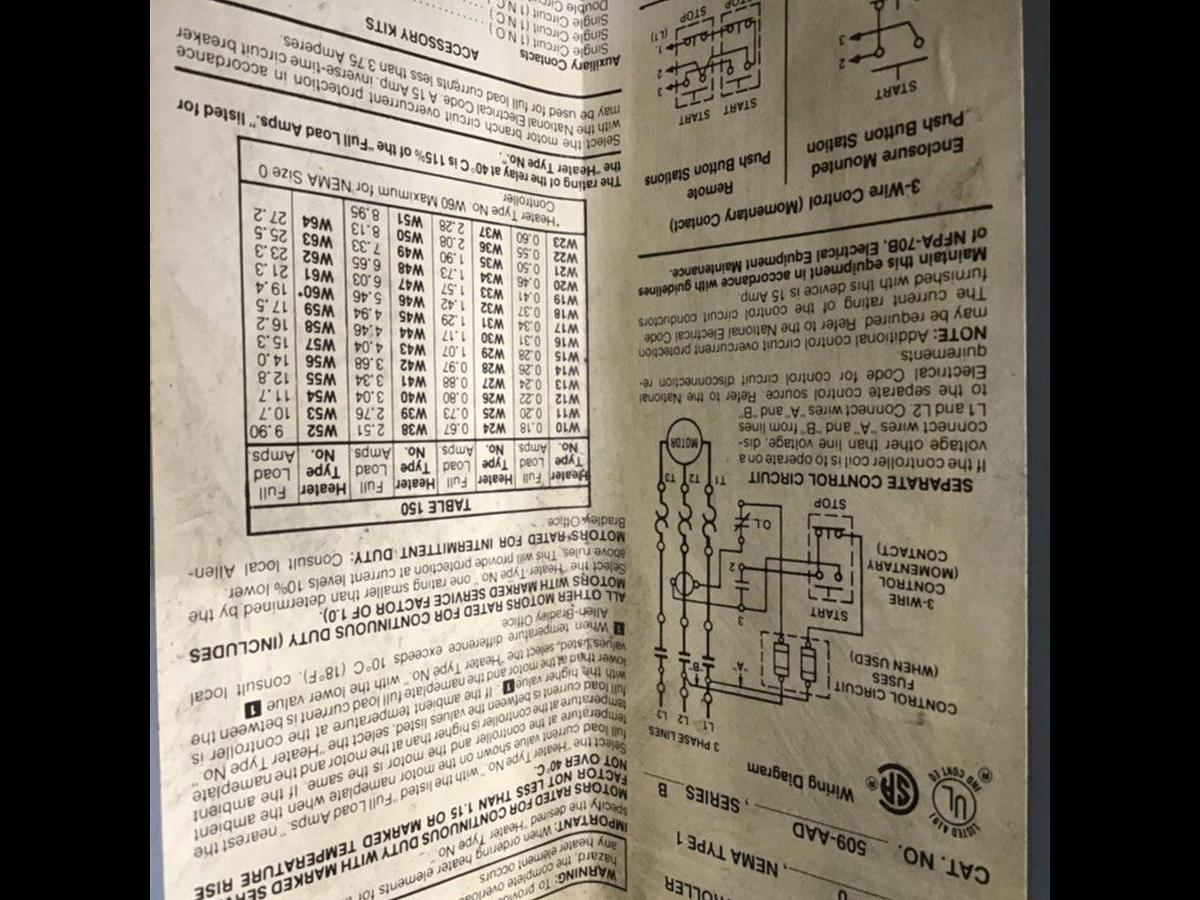 Used ALLEN BRADLEY Motor Starter Size 0 509-AAD SER B USED