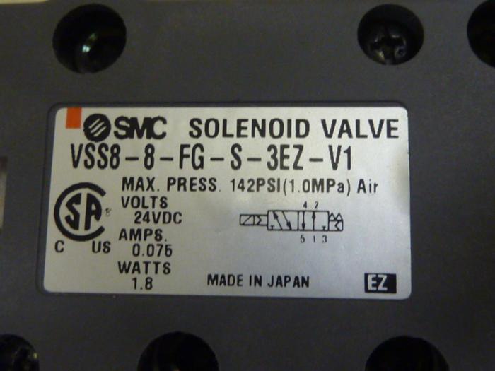 Used SMC Solenoid Valve VSS8-8-FG-S-3EZ-V1 #66868