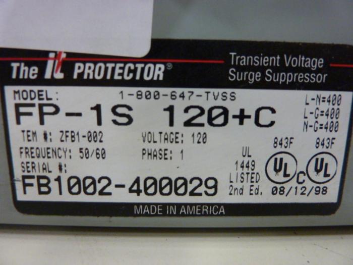 Used INNOVATIVE TECHNOLOGY INC Surge Suppressor FP-1S 120+C #56822