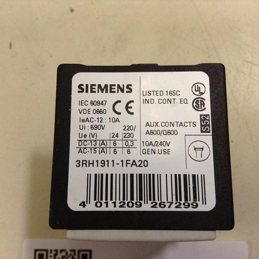 Used SIEMENS Auxiliary Contact Block 3RH1911-1FA20 #76161