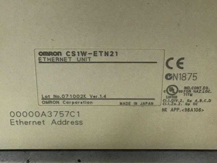 Used OMRON Ethernet Module CS1W-ETN21 #122615