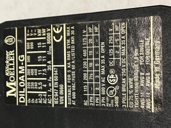 Used MOELLER Contactor DIL0AM-G #128902