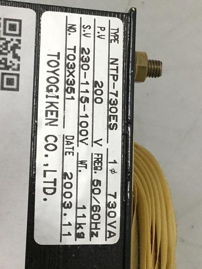 Used TOYOGIKEN Transformer NPT-730ES #107819