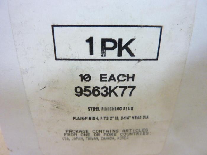 MCM ELECTRONICS Steel Finishing Plug 9563K77 BOX of 10 NEW