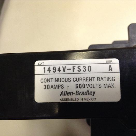 Used ALLEN BRADLEY 30 Amp Disconnect Switch 1494V-DS30 SER A #85303