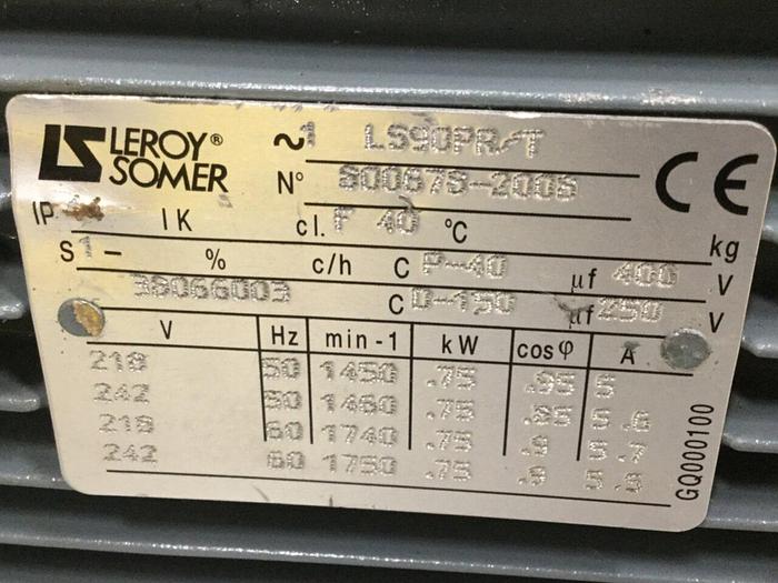 Used LEROY SOMER Motor w/ Rotary Pump TI16B LS90PR/T Used