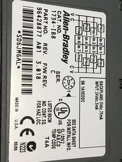 Used ALLEN BRADLEY Input Module 1734-IB8, RTB, MB #134205