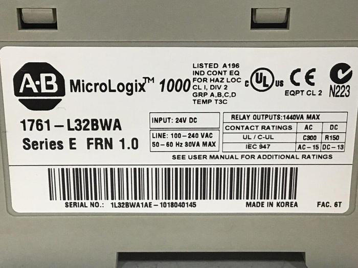 Used ALLEN BRADLEY PLC Controller 1761-L32BWA SER E USED