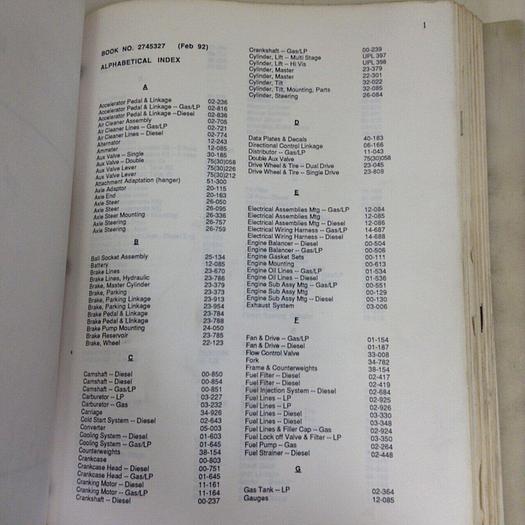 Used CLARK EQUIPMENT Standard Parts Manual 2745327 #71002
