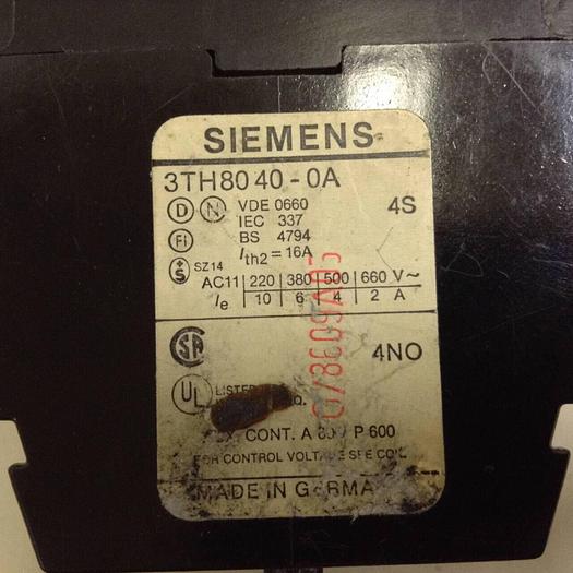 Used SIEMENS Contactor 3TH8040-0A #76169