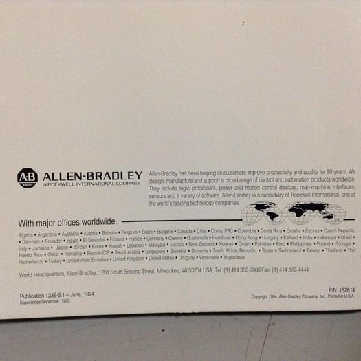 Used ALLEN BRADLEY Programming Manual 1336-5.1 #70947